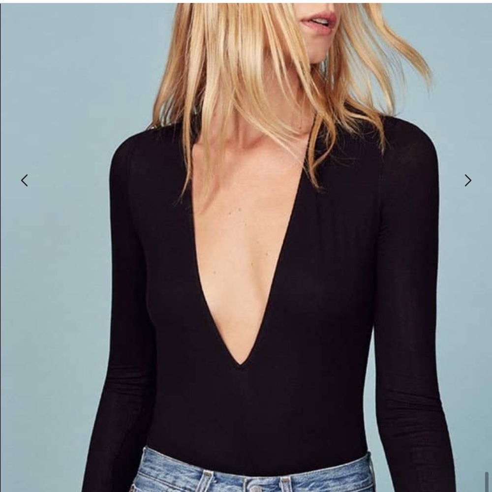 Reformation Romy Deep V neck body suit